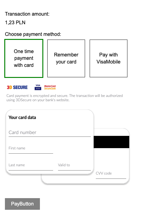 Example of implementation of the Card Widget loaded