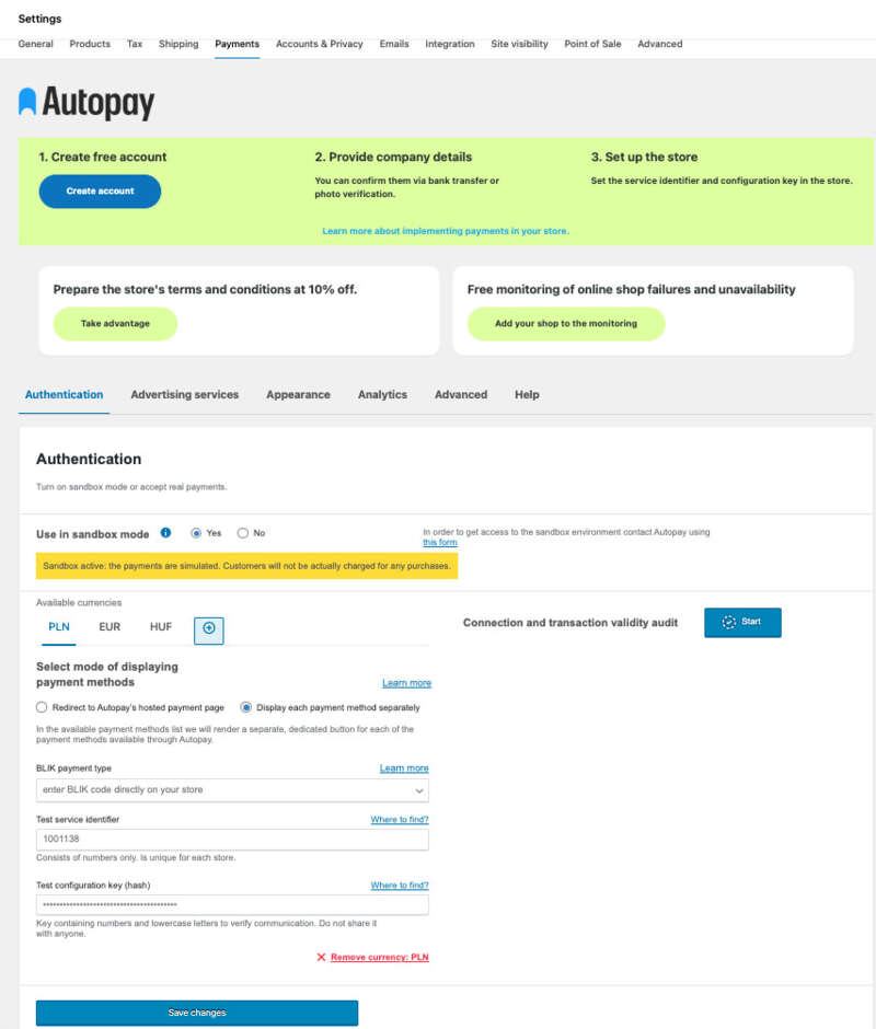 View of the fields to be completed