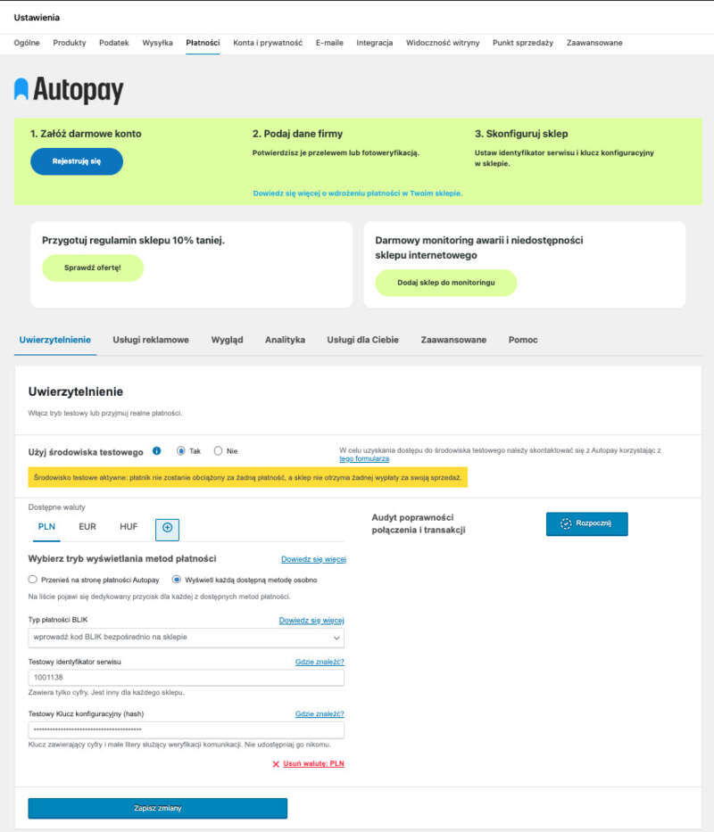 Widok pól do uzupełnienia