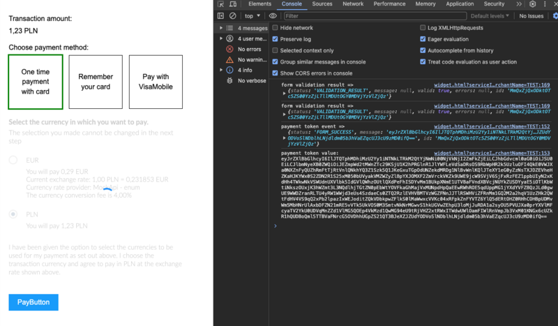 Przykład implementacji Widget Kartowy Ekran Zapłacono DCC
