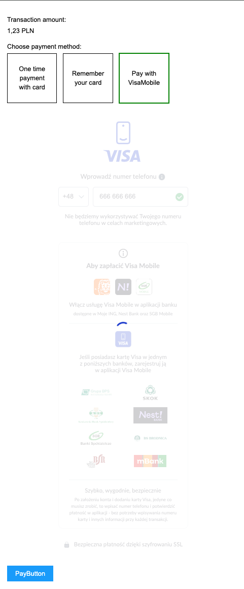 Visa Mobile Przykladowa Strona po kliknieciu